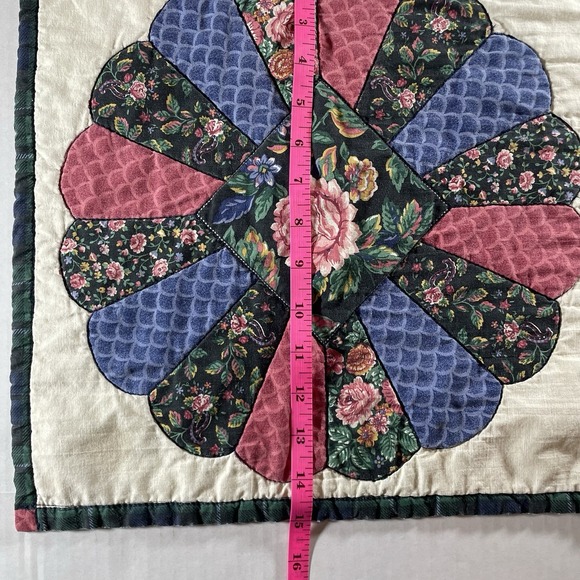 Set Of 2 Handmade Quilted Dresden Plate Placemats Pink & Blue Floral Dining - Picture 7 of 7